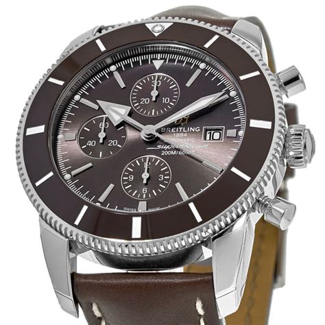 breitling white dial silver bezel brown leather open heart|Breitling heritage ii.